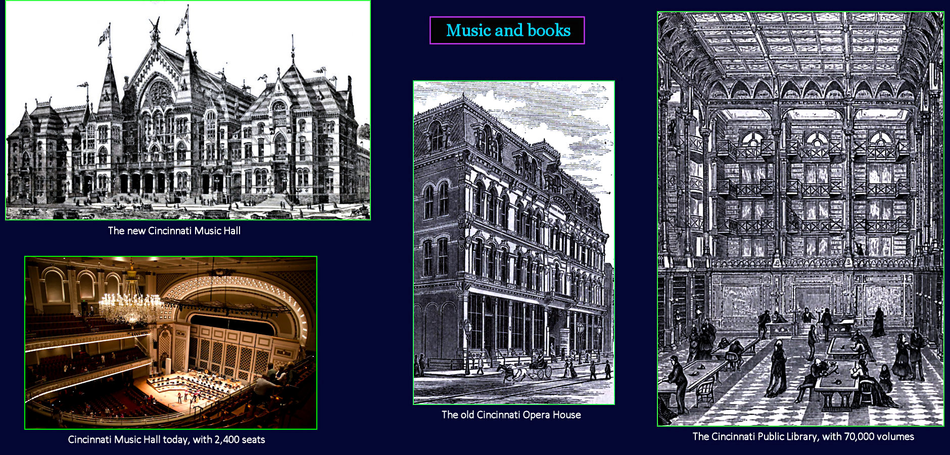 Music halls and libraries, 1890
